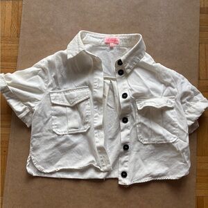 White Button-Up Cropped Shirt